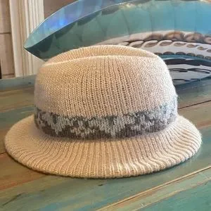 Aris | Accessories | Vintage Aris White Knit Hat With Grey  display picture 3